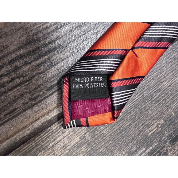 Orange Striped Necktie Mens Microfiber‎ Formal Business Laurant Bennet Milano - Picture 3 of 6